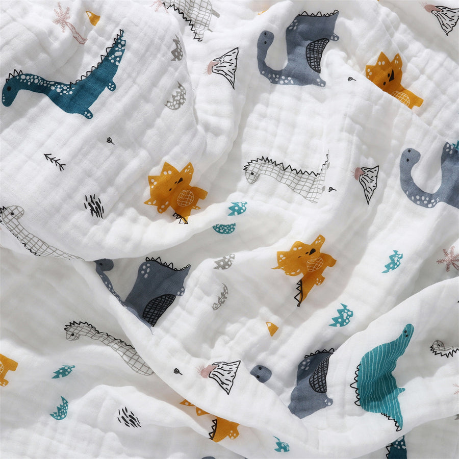 Baby Dinosaur Blanket 6-layer Muslin Cotton